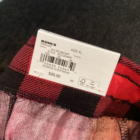 Sonoma sleep shorts Woman's size XL black and red plaid mid rise NWT - Picture 11 of 16